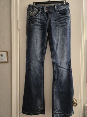 Wallflower Dark Blue Flared Jeans - Styled Stitching